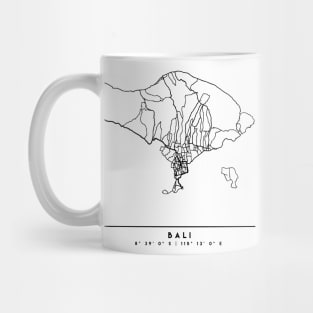 BALI INDONESIA BLACK CITY STREET MAP ART Mug